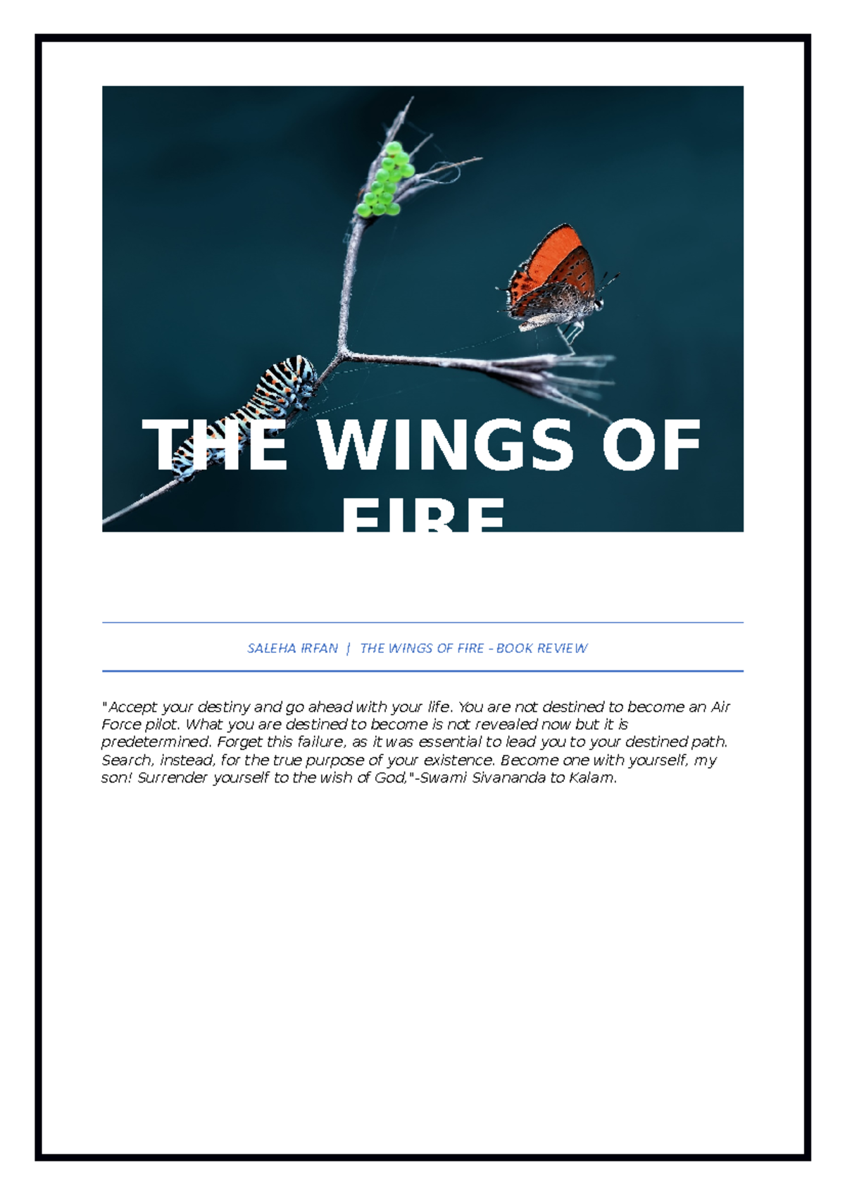 Saleha SEM 2 THE Wings OF FIRE Review THE WINGS OF FIRE SALEHA IRFAN