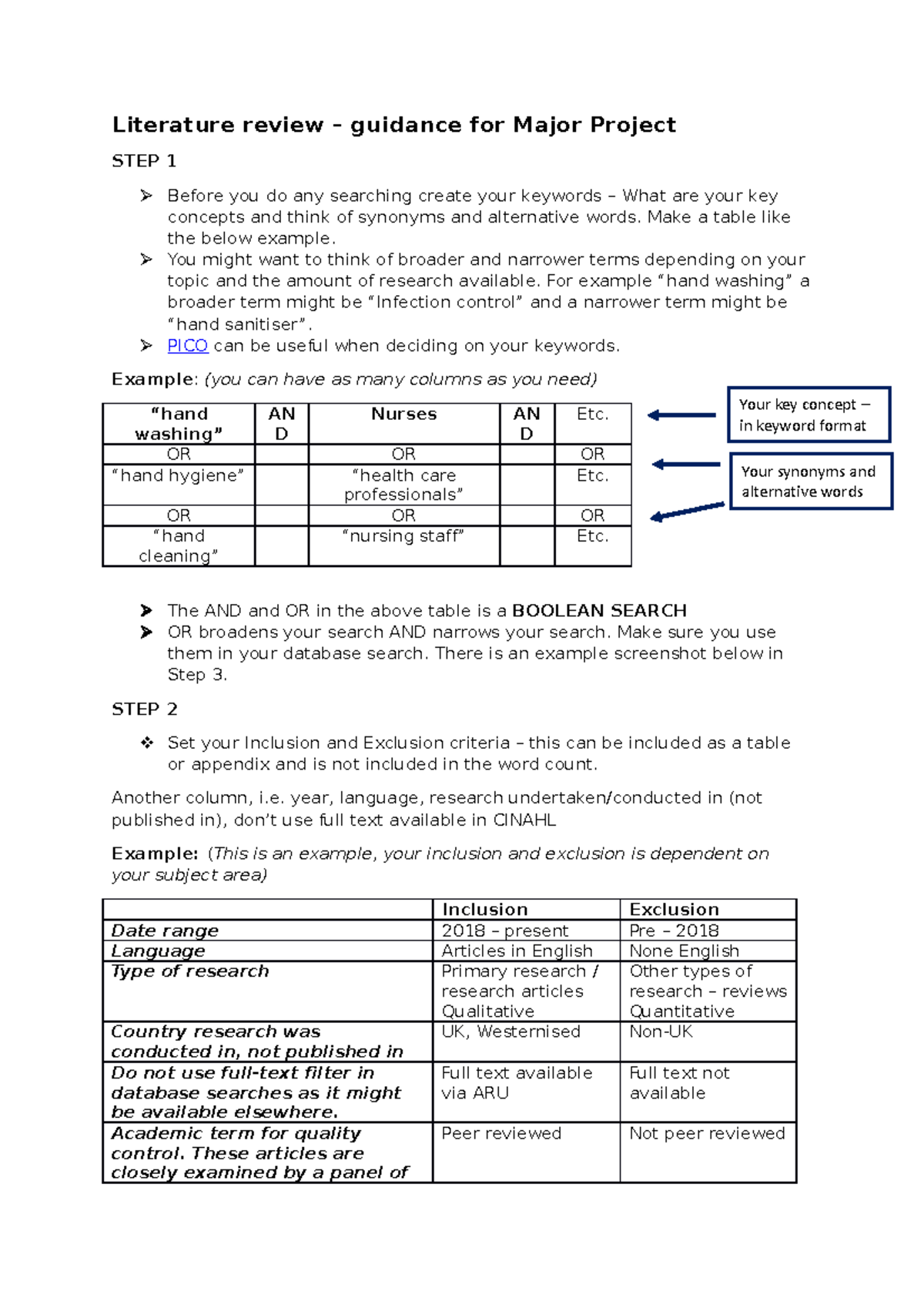 guidance literature review