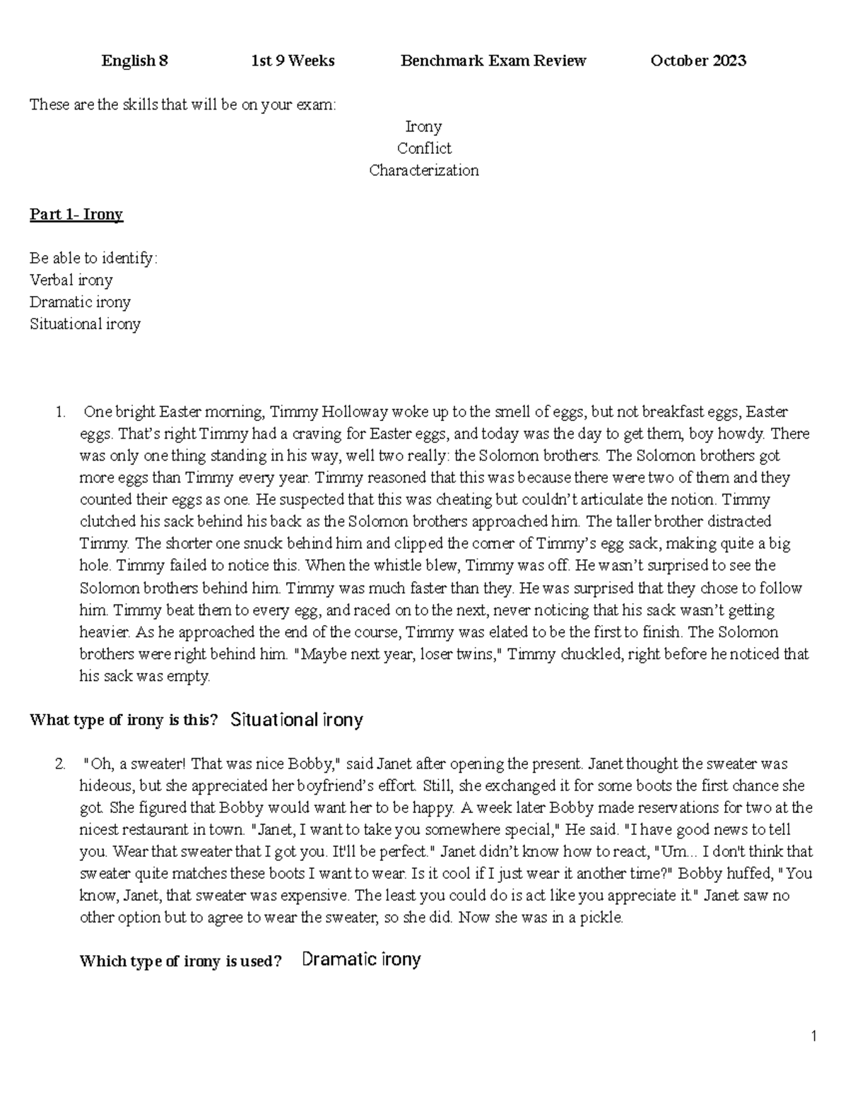 Kami Export - English 8 Benchmark Exam Review - These are the skills ...