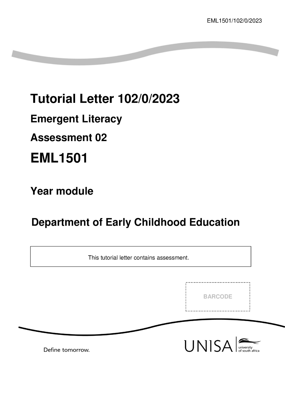 EML1501 Assessment 2 - Don't - EML1501/102/0/ Tutorial Letter 102/0 ...