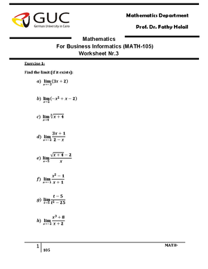 Math 103 worksheet 1 - Department of Mathematics Dr. El-Sharkawy Dr. K ...
