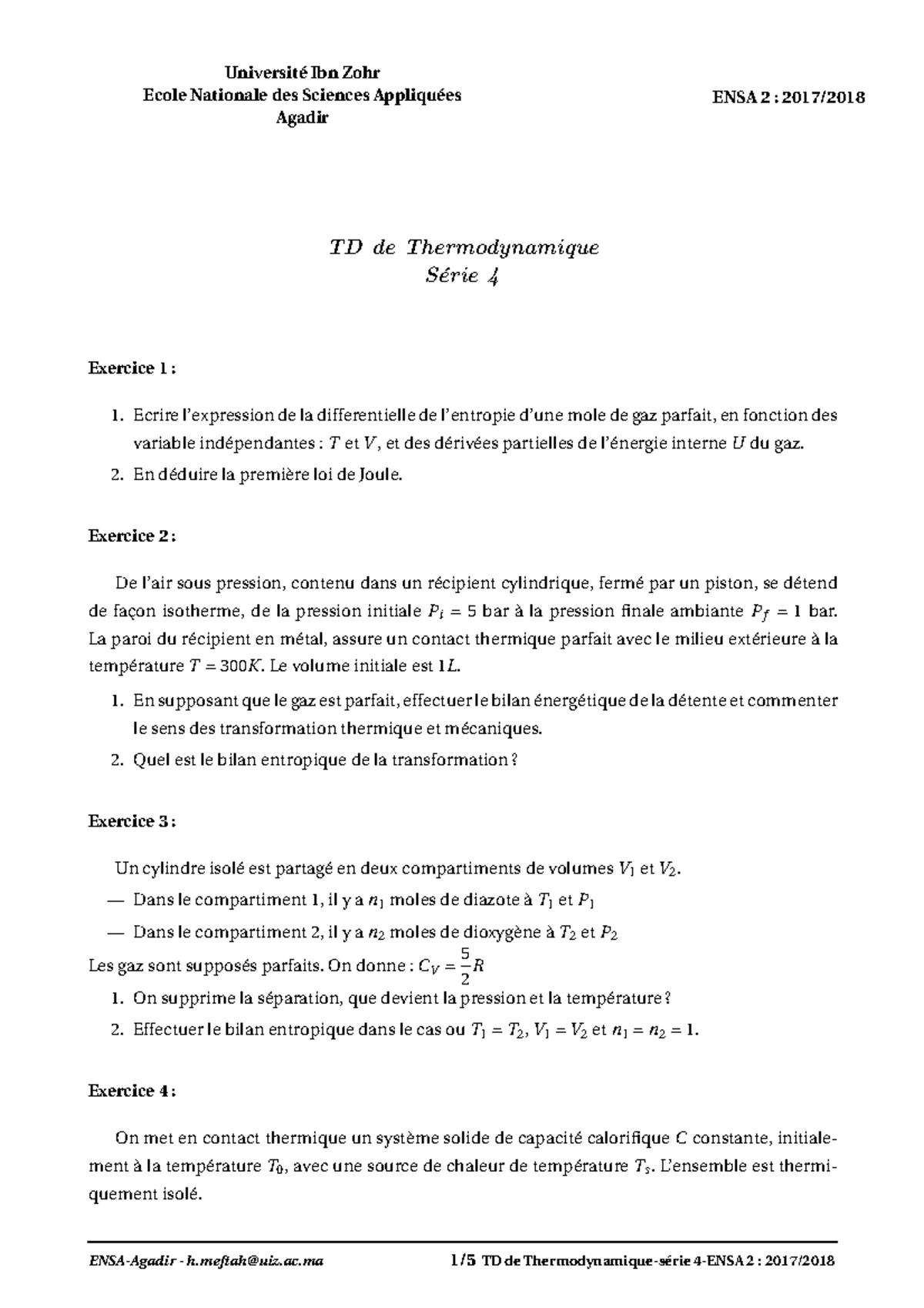 TD4 - Exercice De Travaux Dirigés Avec Correction - Université Ibn Zohr ...