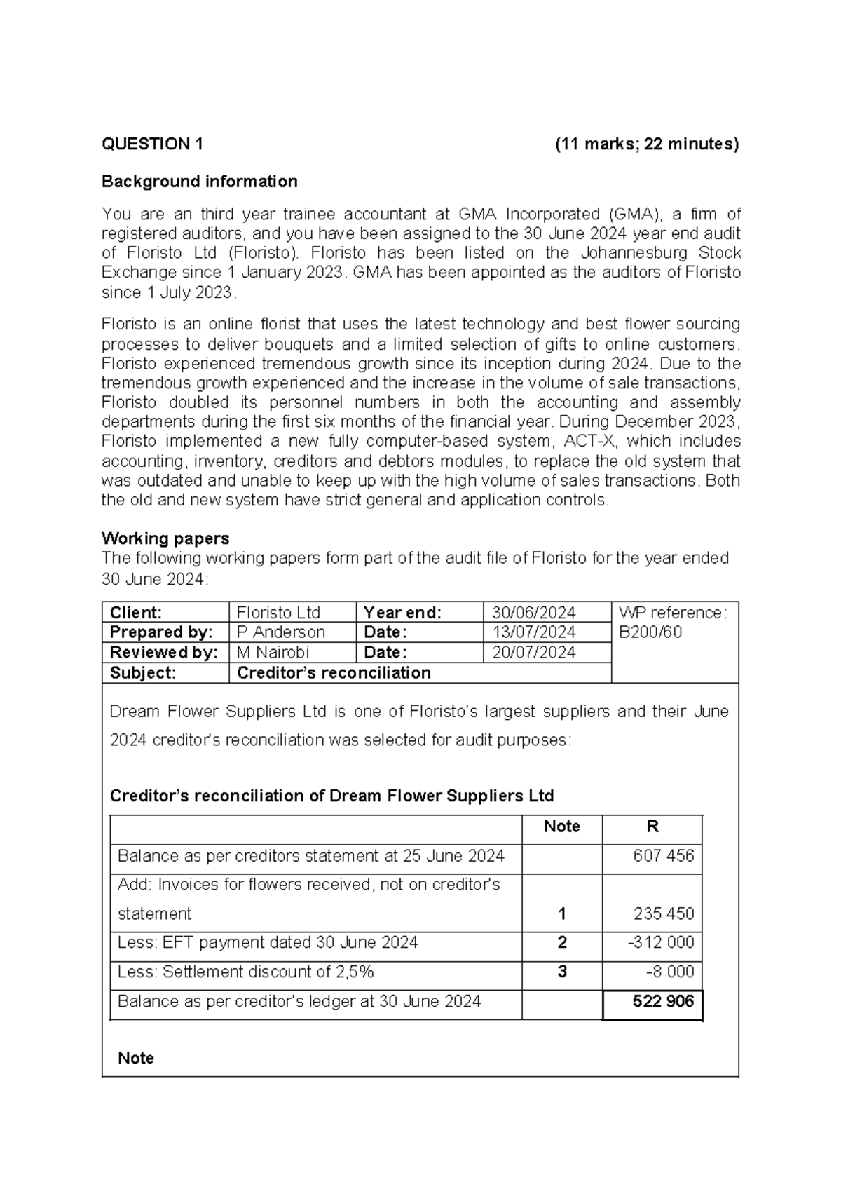 Class Examples - SUBSTANTIVE PROCEDURE QUESTIONS: DEBTORS - QUESTION 1 ...