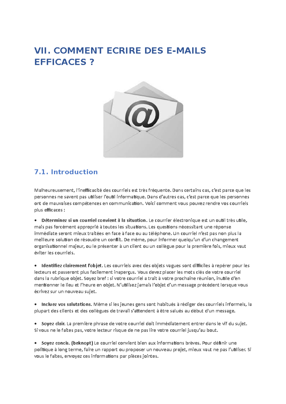 7. Comment écrire Des E-mails Efficaces - Version Adaptée - VII ...