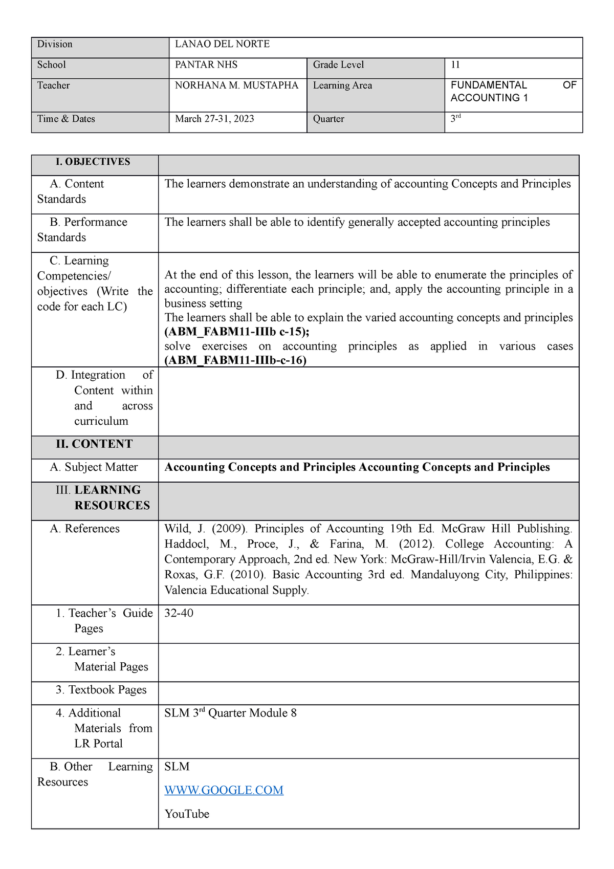 Fabm 1 dlp week 7 - Fundamental of Accounting - Division LANAO DEL ...