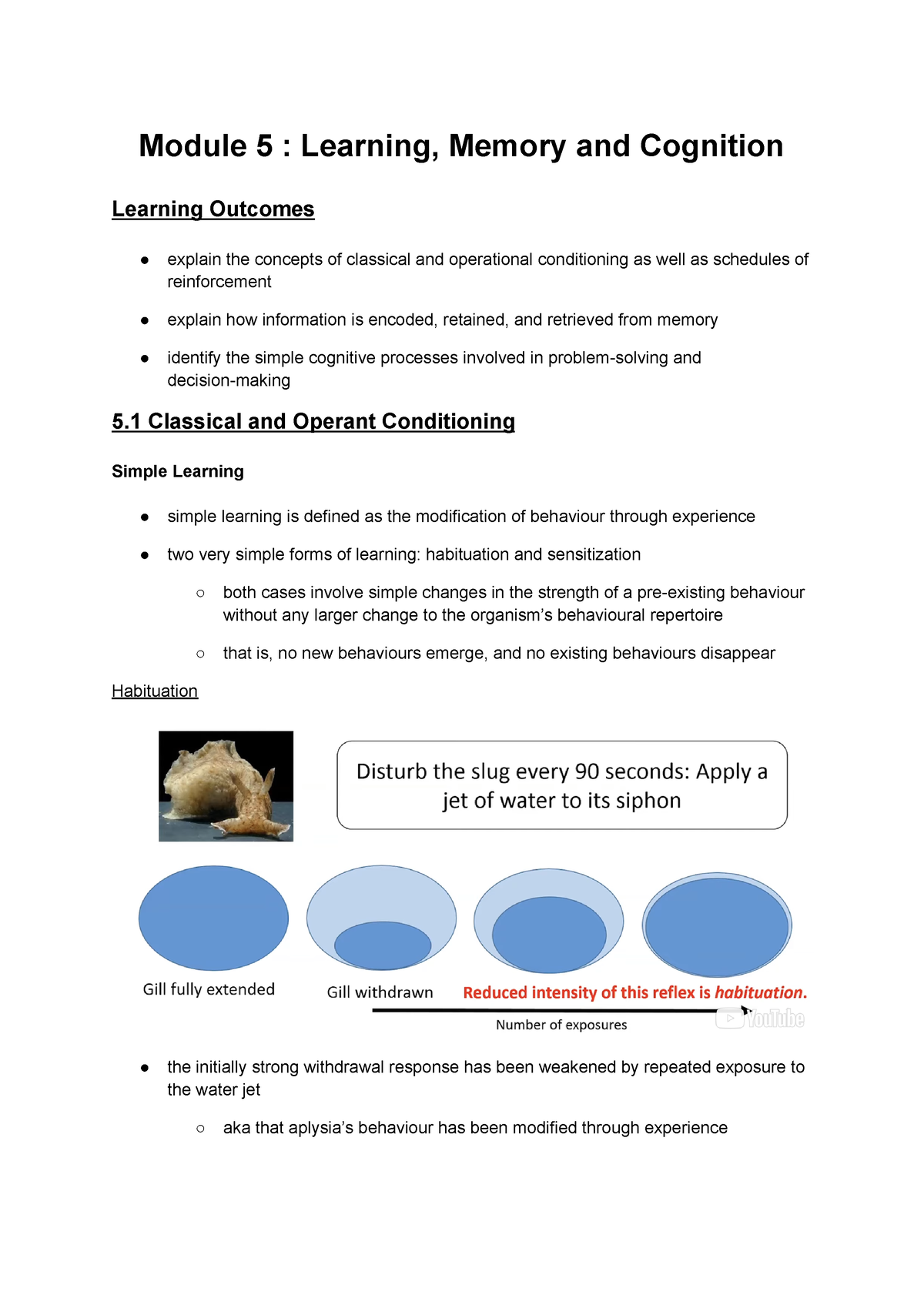 Module 5 - Notes - Module 5 : Learning, Memory And Cognition Learning ...