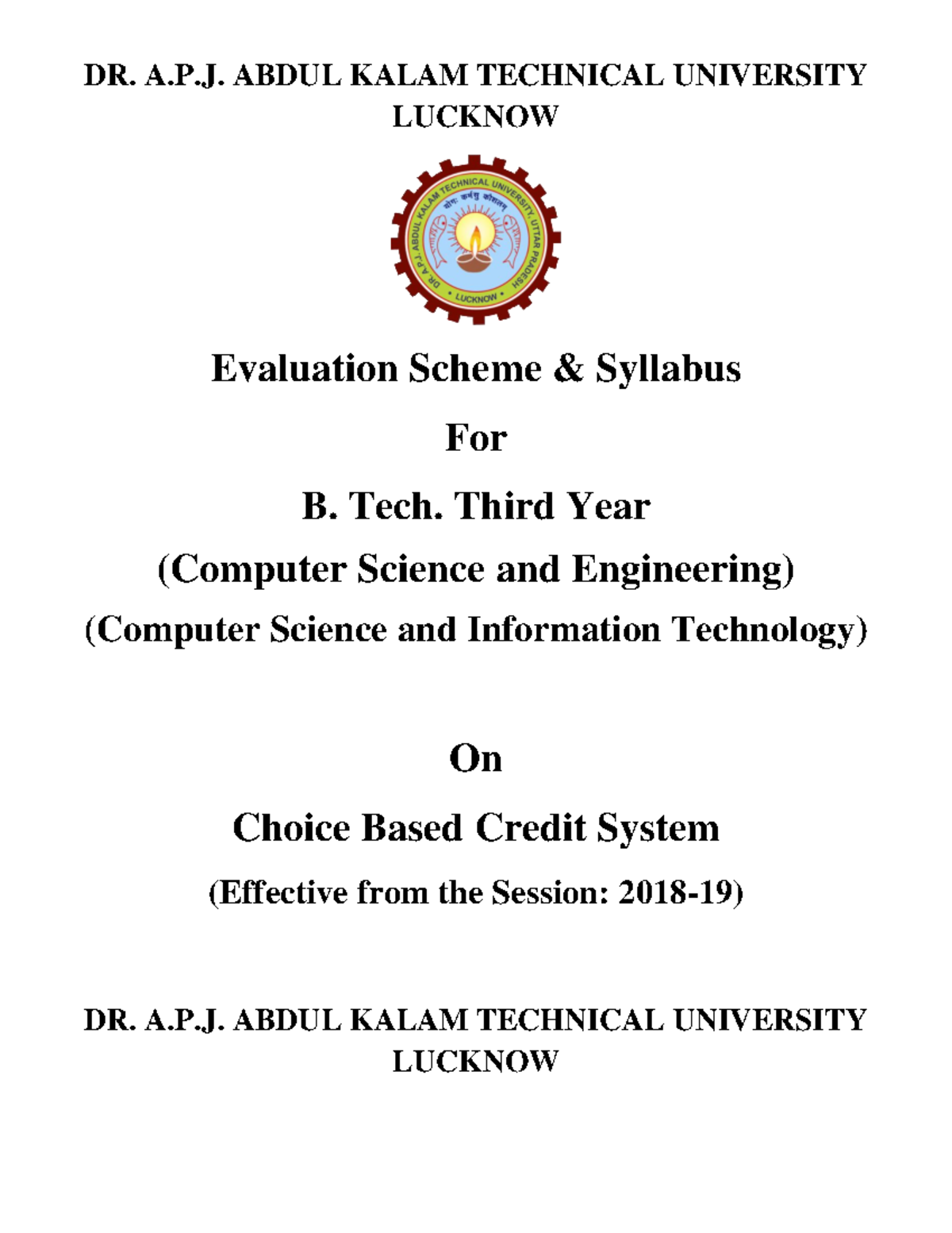 3rd Year Syllabus Computer Science & Engineering 2018-19 - DR. A.P ...