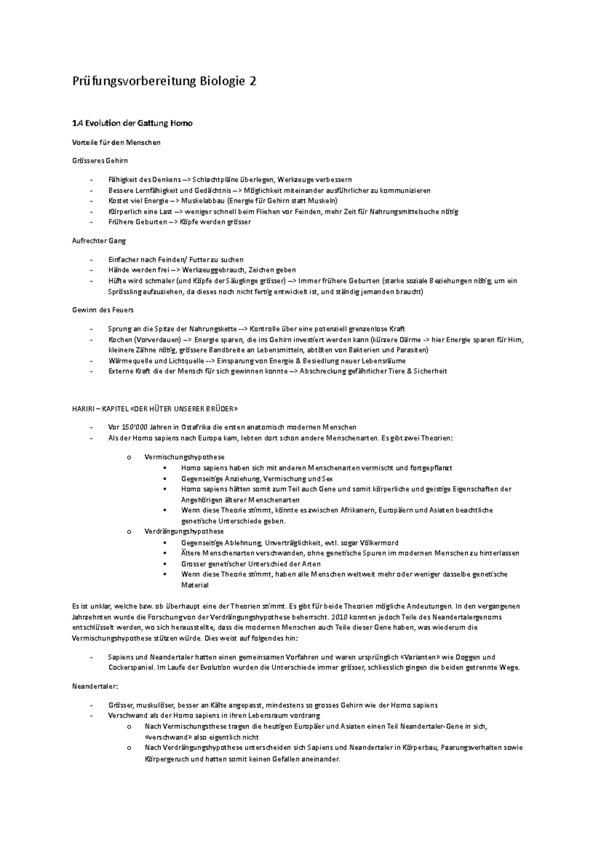 Prüfungsvorbereitung Biologie 2, Artbildung - Biochemie I Für Biochemie ...