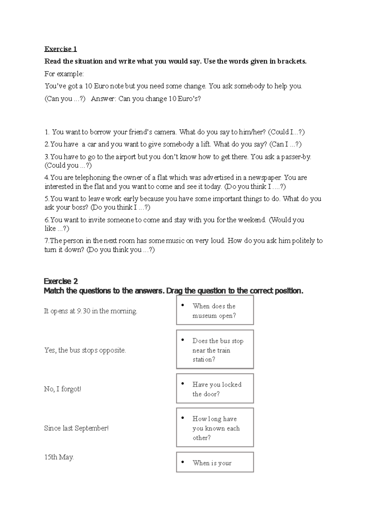 Engels workbook - Werkboek met oefeningen - Exercise 1 Read the ...