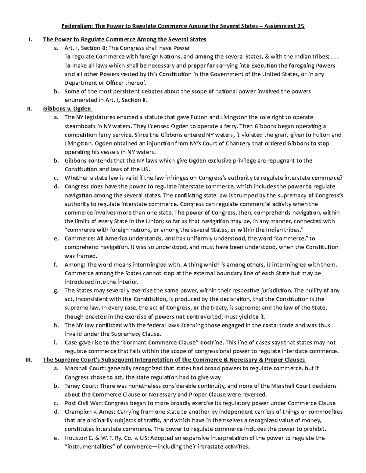 Federalism: The Power to Regulate Commerce Among the Several States ...