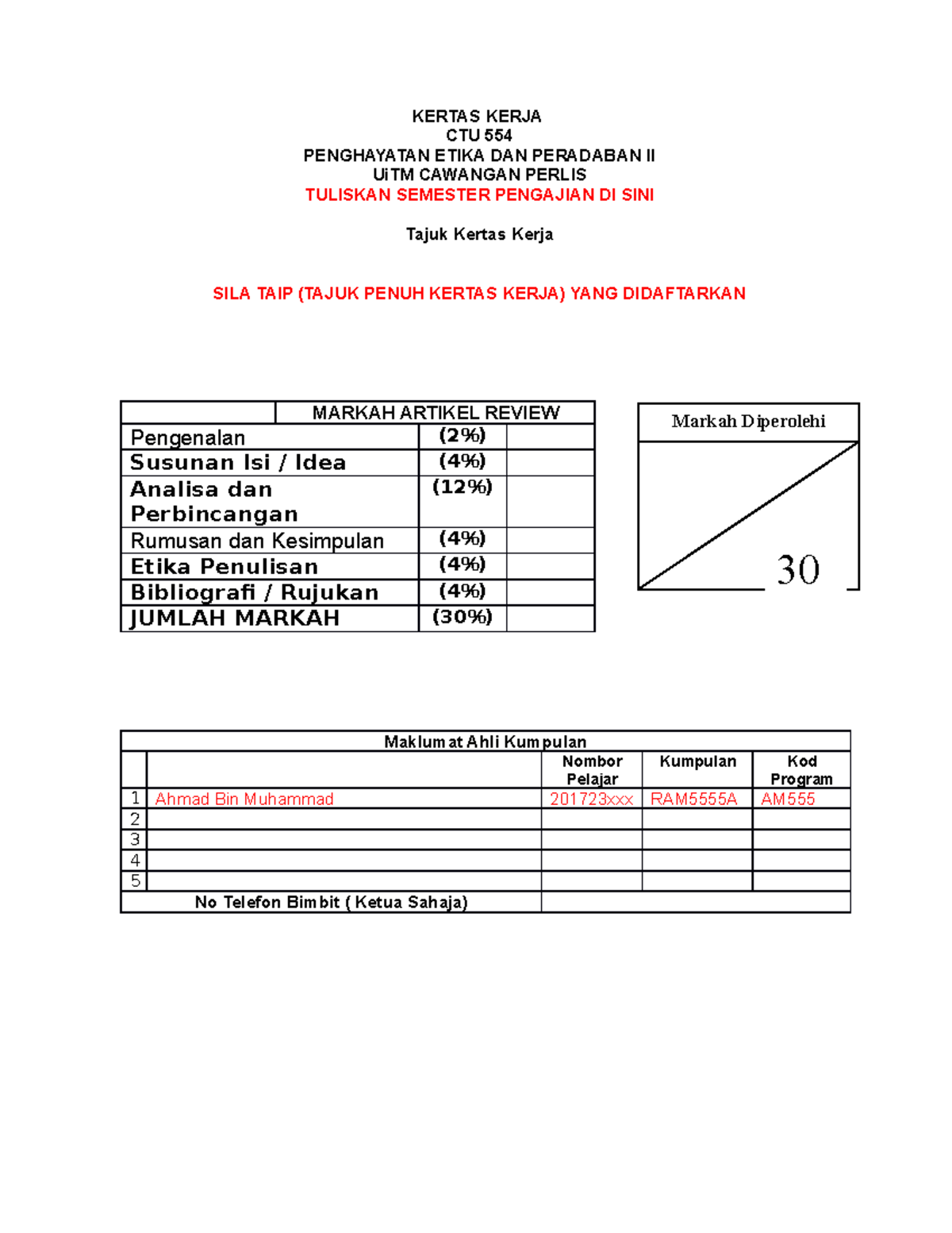 Cover Hadapan Assignment - KERTAS KERJA CTU 554 PENGHAYATAN ETIKA DAN ...