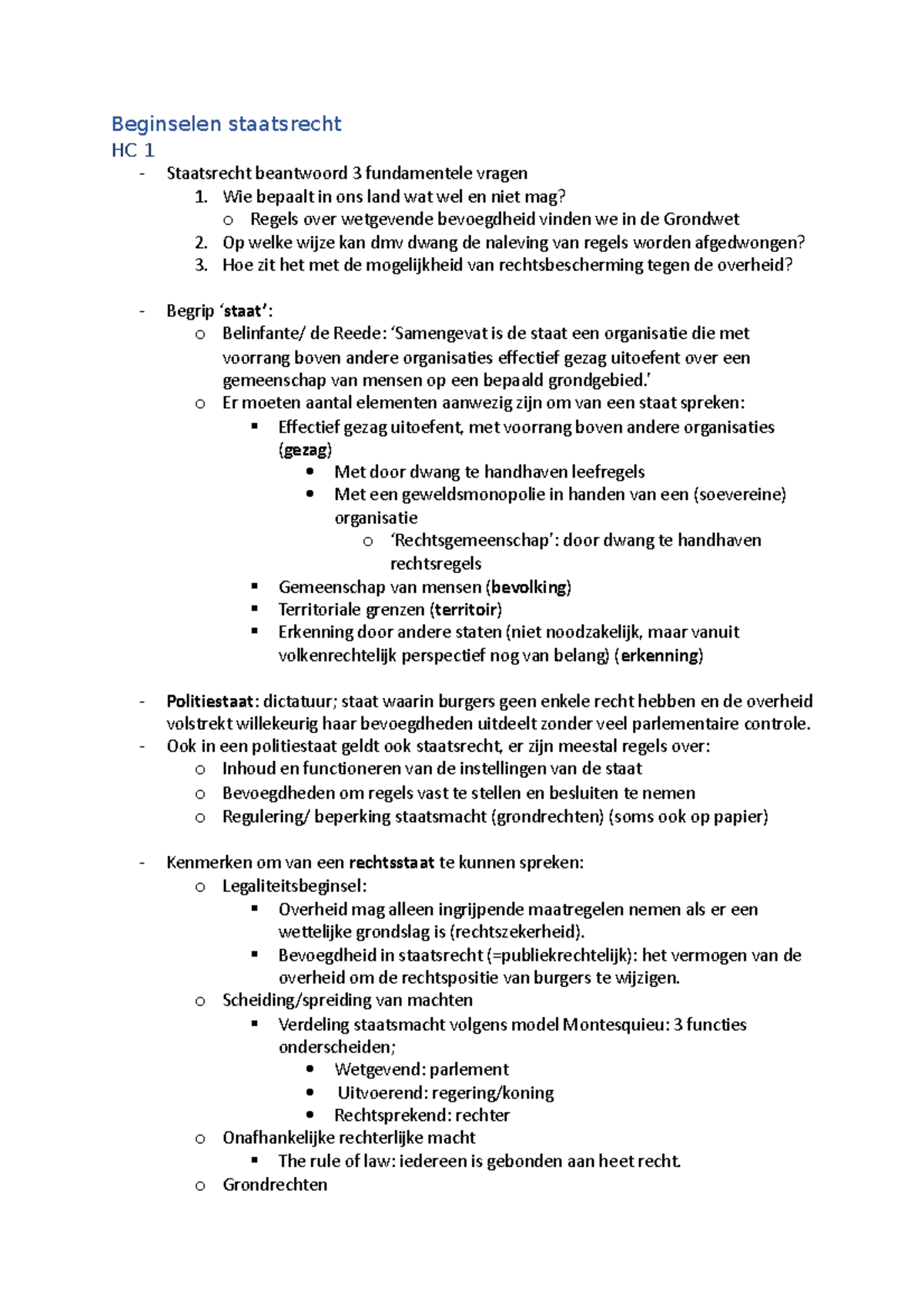 HC Beginselen Staatsrecht - Beginselen Staatsrecht HC 1 Staatsrecht ...