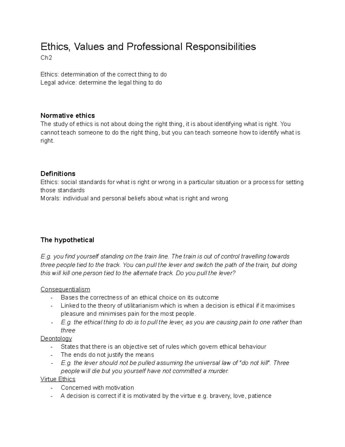 **wk3; Ethics, Values and Professional Responsibilities - Ethics ...