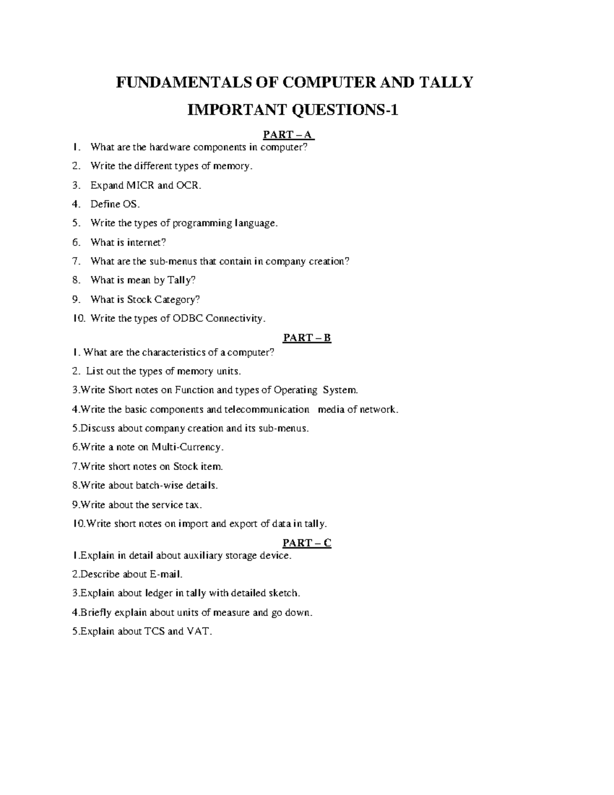 17 - Please give me question and answer,s - FUNDAMENTALS OF COMPUTER ...