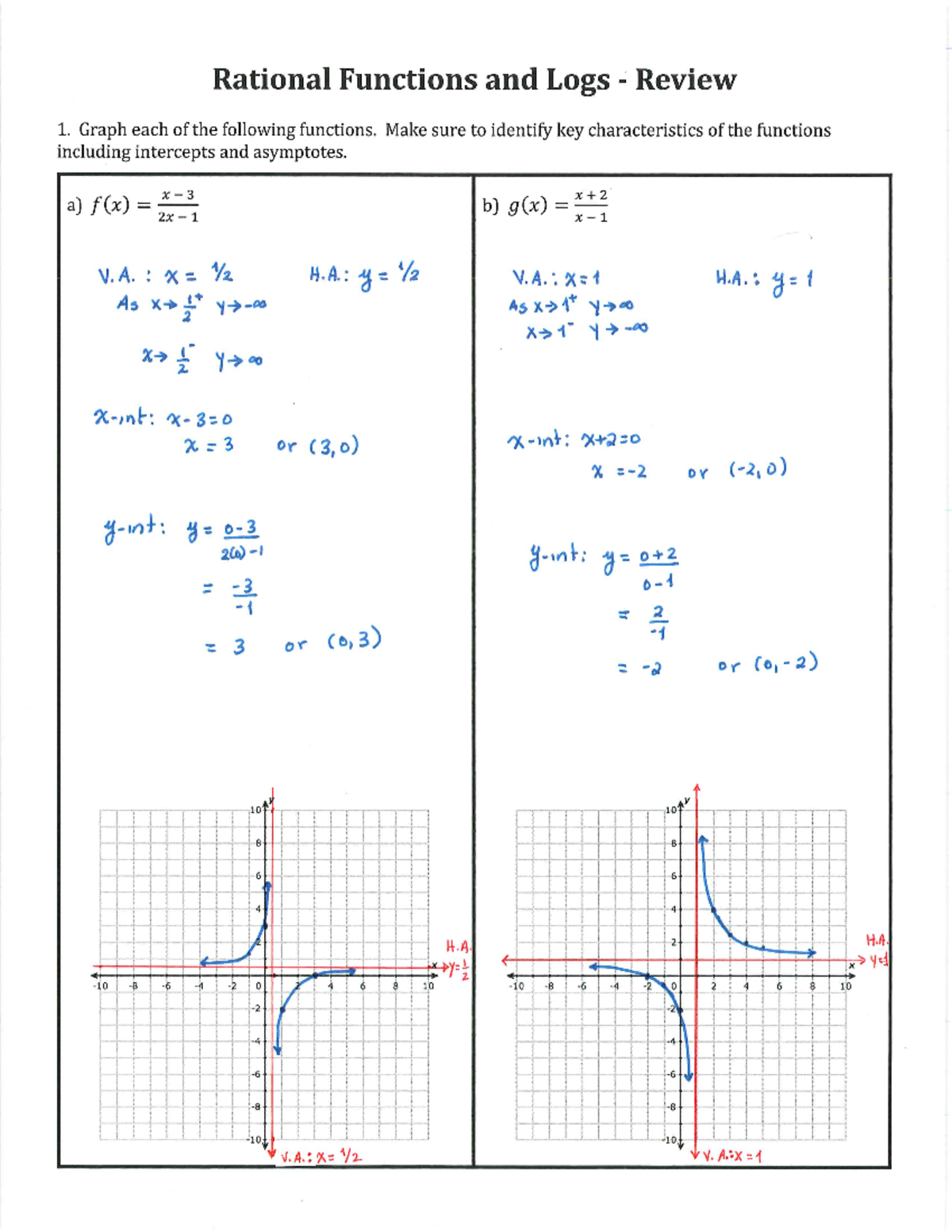 Exam Review - Rational and Logs Solutions - Studocu
