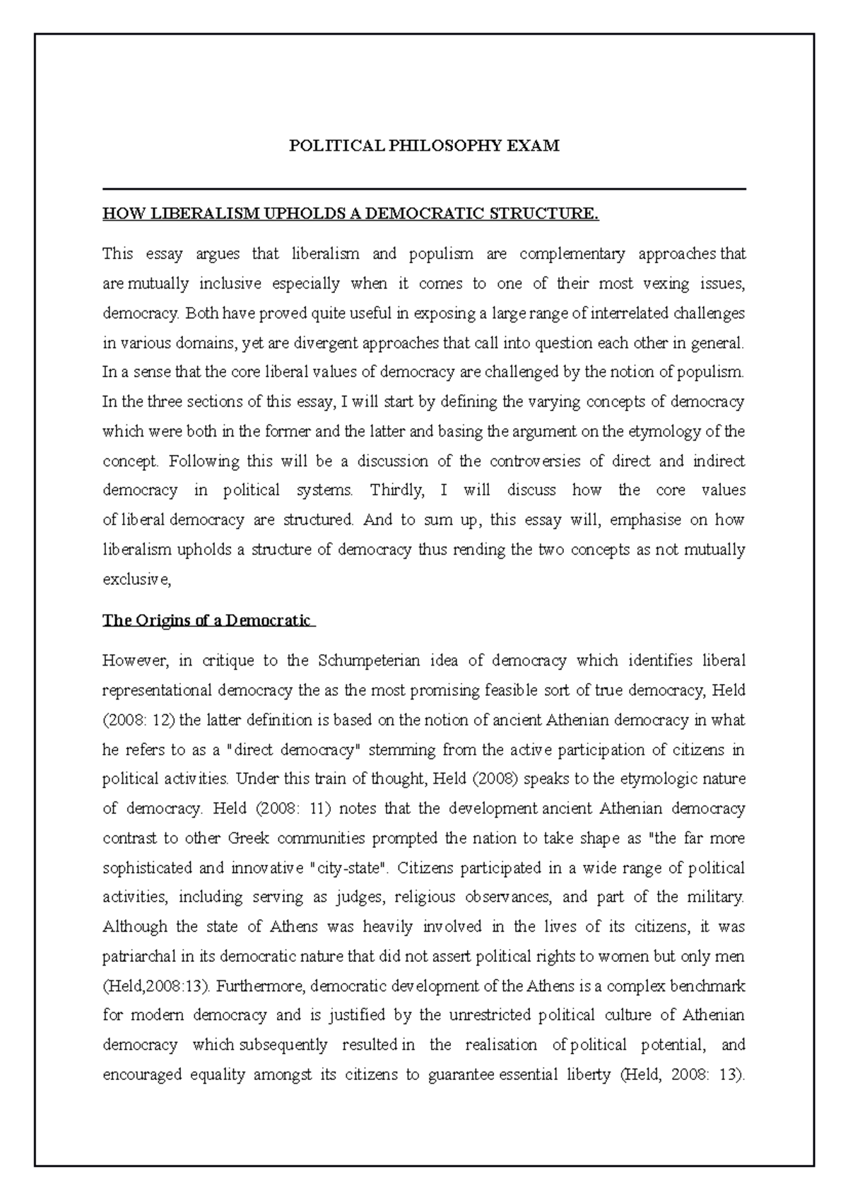 EXAM 2 Essay for politics. content discussed in detail. clear and