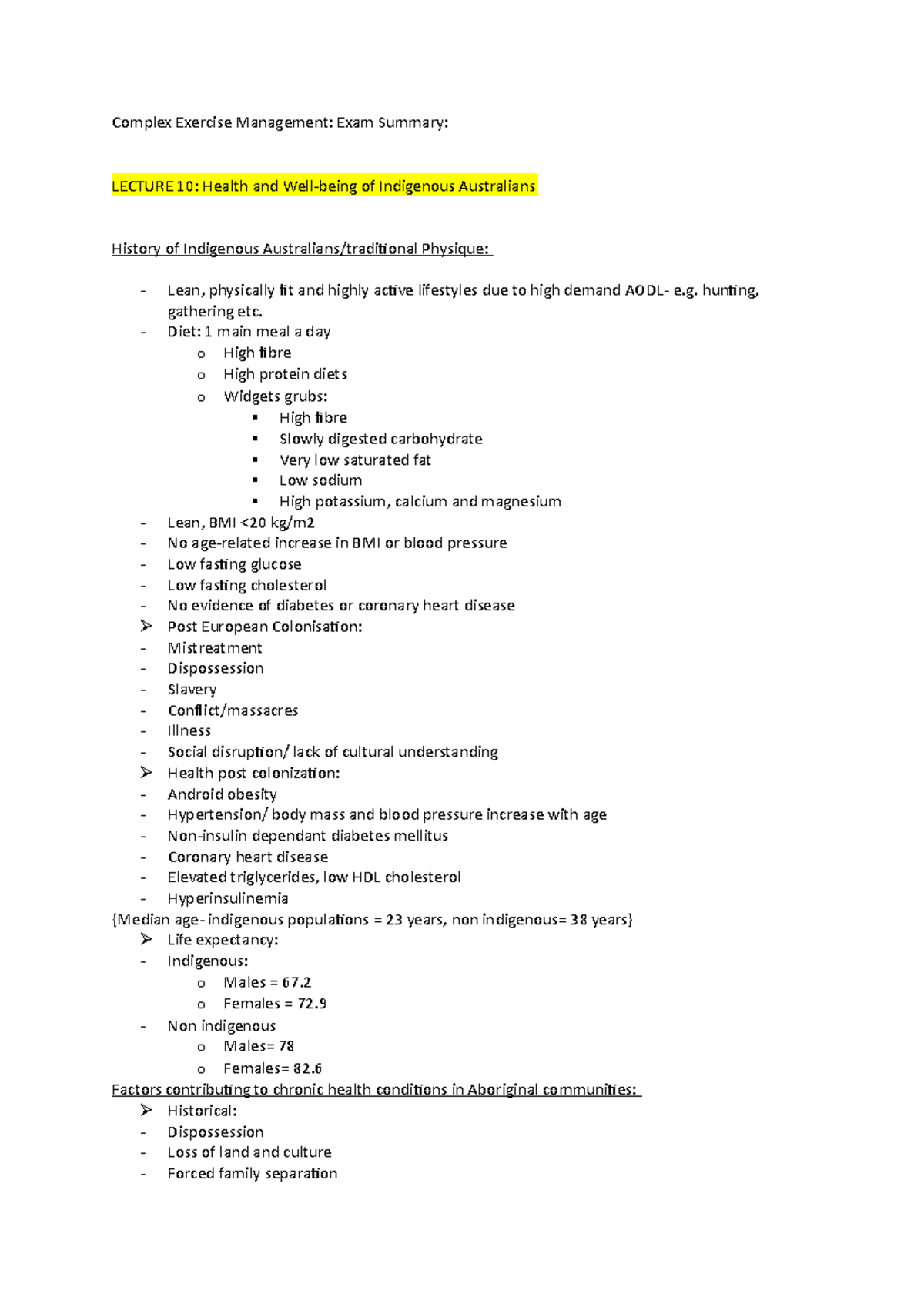 Complex Exercise End Exam Summary - Complex Exercise Management: Exam ...
