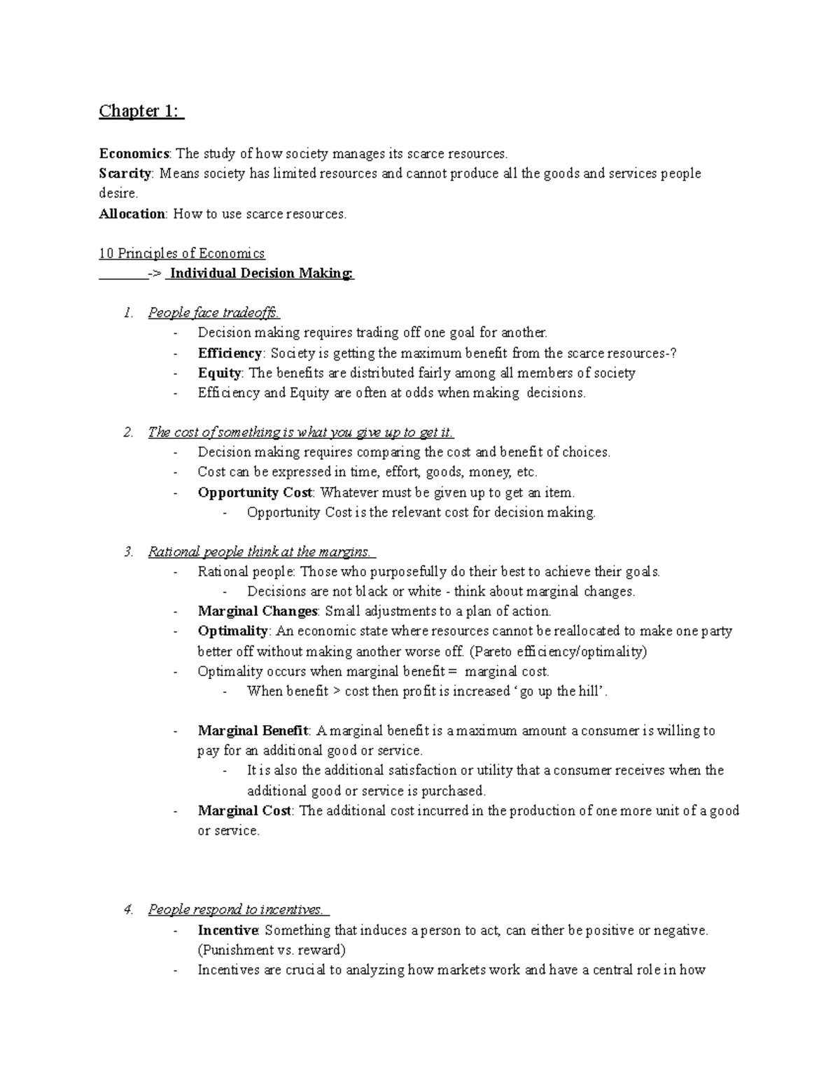 Econ 1010 {Chapter 1} - Lecture notes 1 - Chapter 1: Economics: The ...