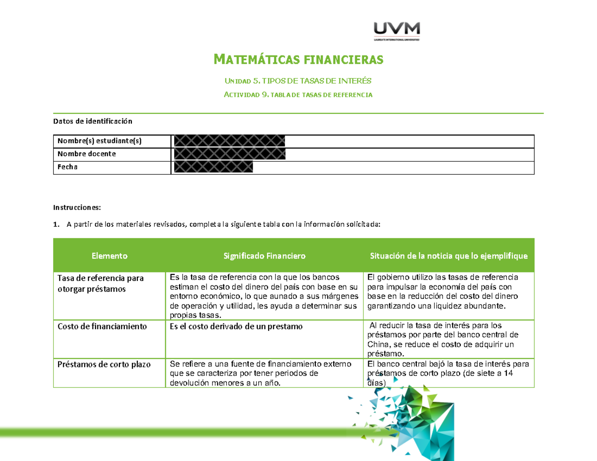 A9 - Matemáticas financieras obligatorio para entregar en blackboard ...