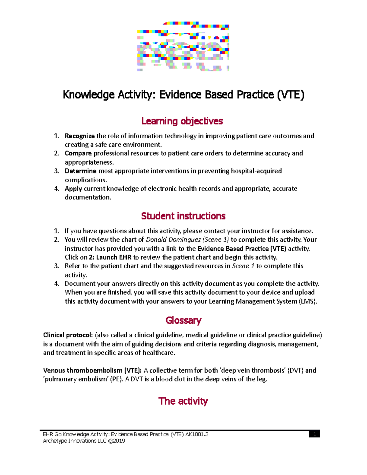 HIM 112 Evidence Based Practice Knowledge Activity Evidence Based