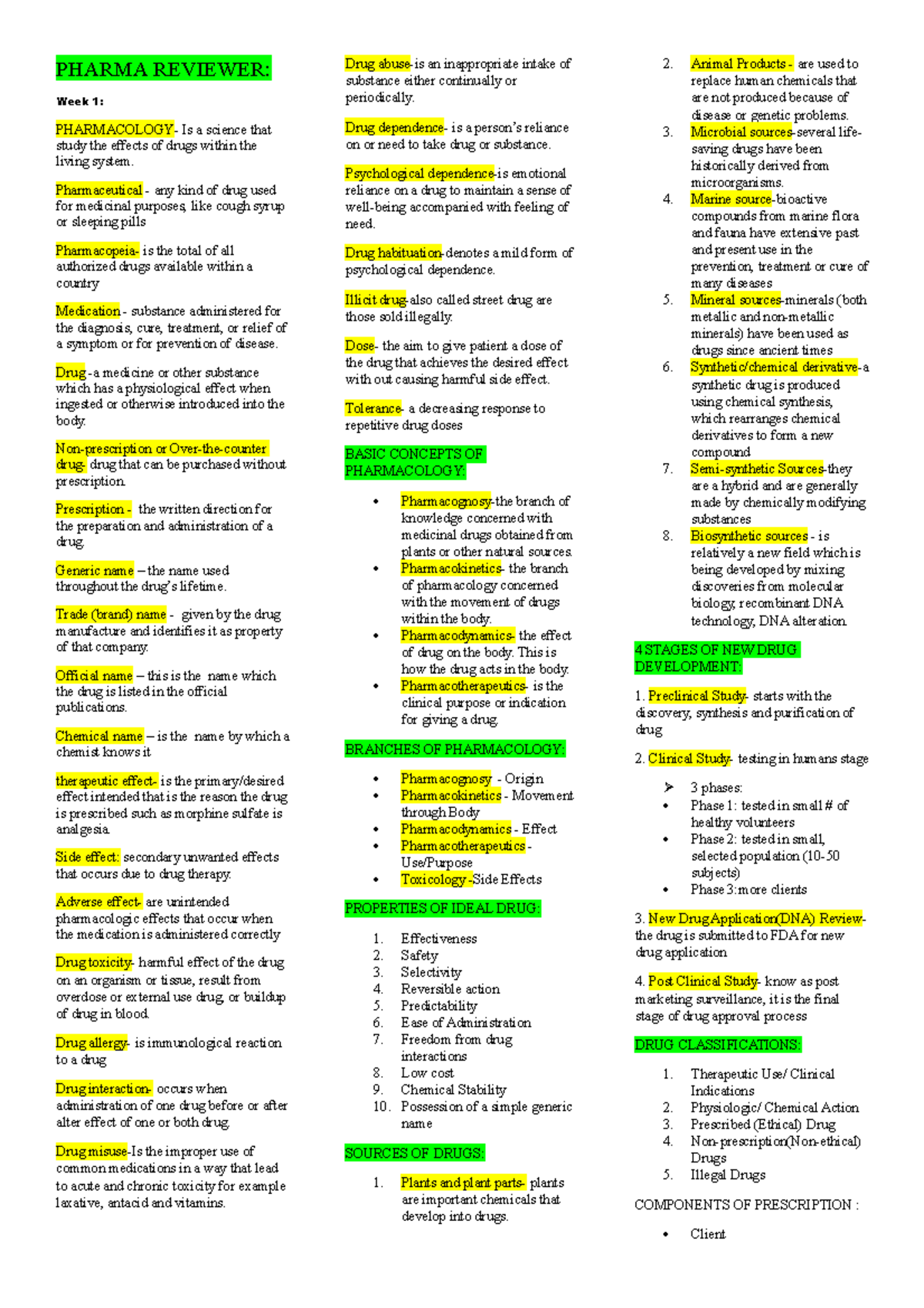 Pharma- Reviewer - Pharma Reviewer: Week 1: Pharmacology- Is A Science 