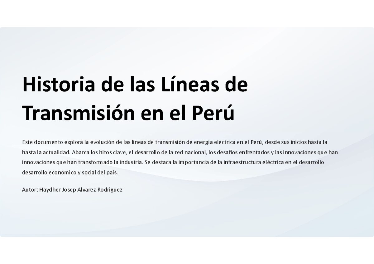Historia de las Lineas de Transmision en el Peru - Historia de las