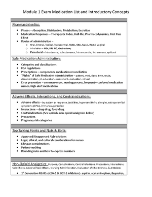 Exam 1 Drug Guides - Exam 1 Drug Guides Generic Name: Aspirin Trade 