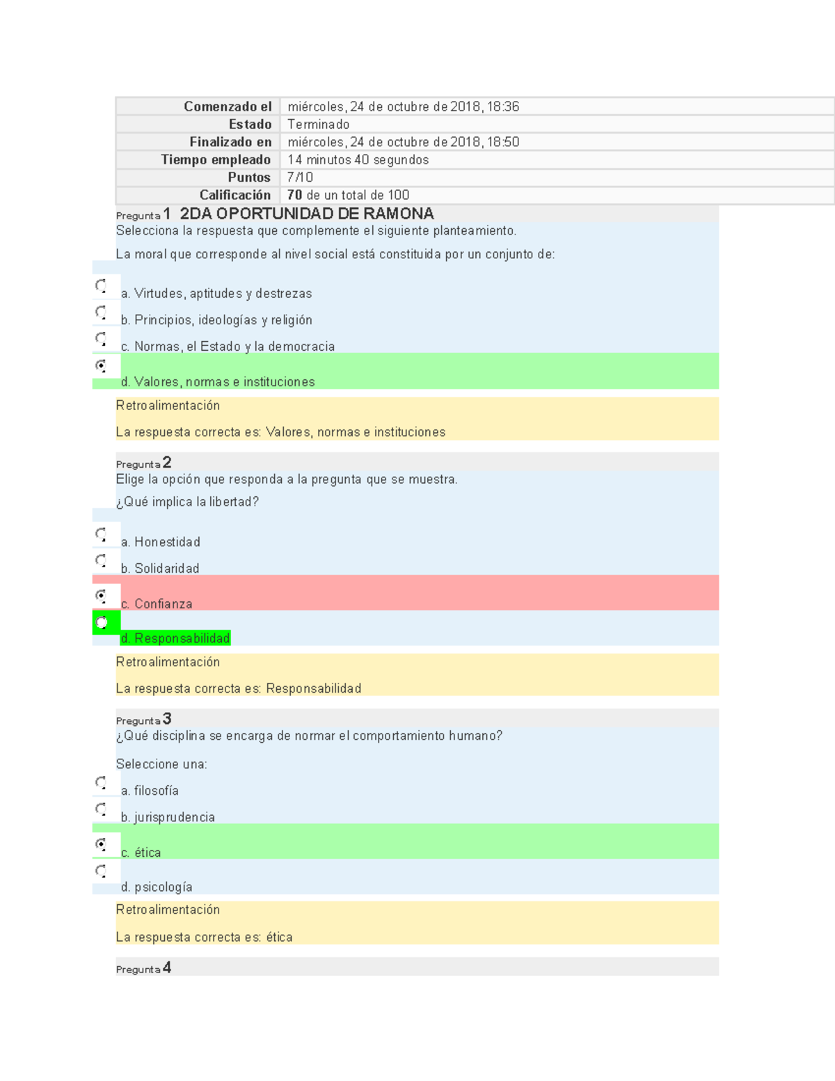 468213434 Examen Etica DE LA Profesion - Comenzado ElEstado Miércoles ...