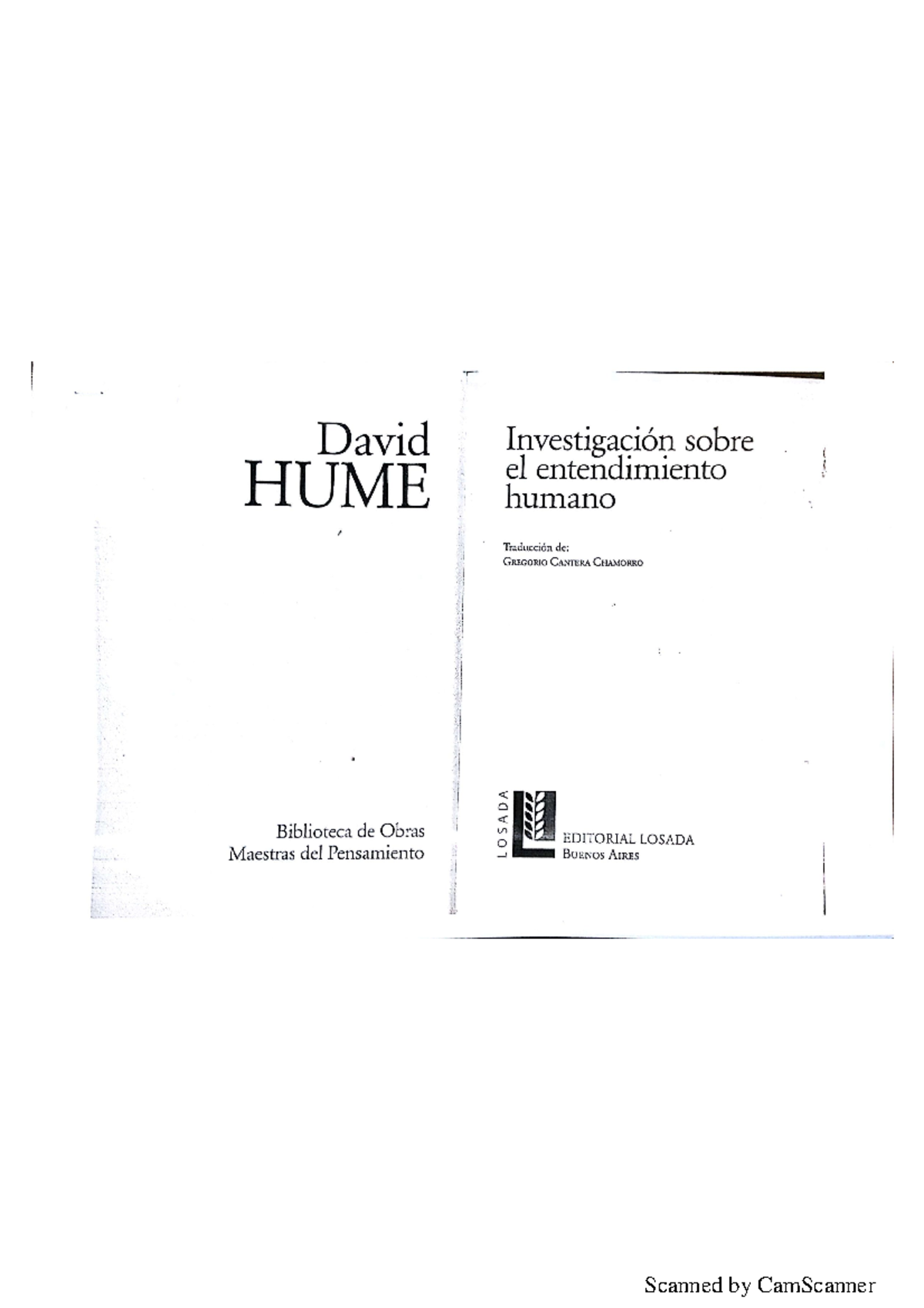 Hume, David. La investigación sobre el entendimiento humano Filosofia Studocu