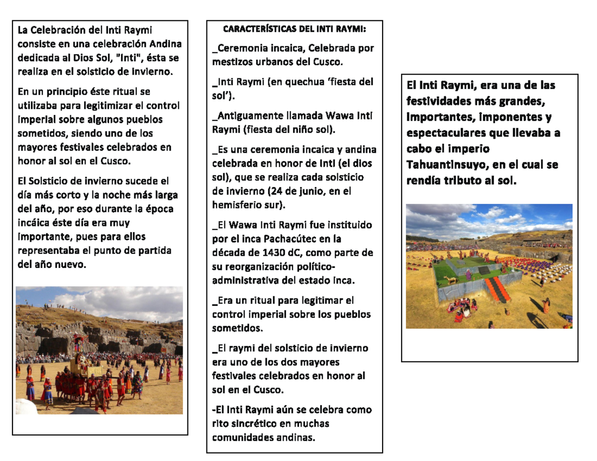 Inti raymi - ....... - CALCULO APLICADO A LA FISICA 2 - Studocu