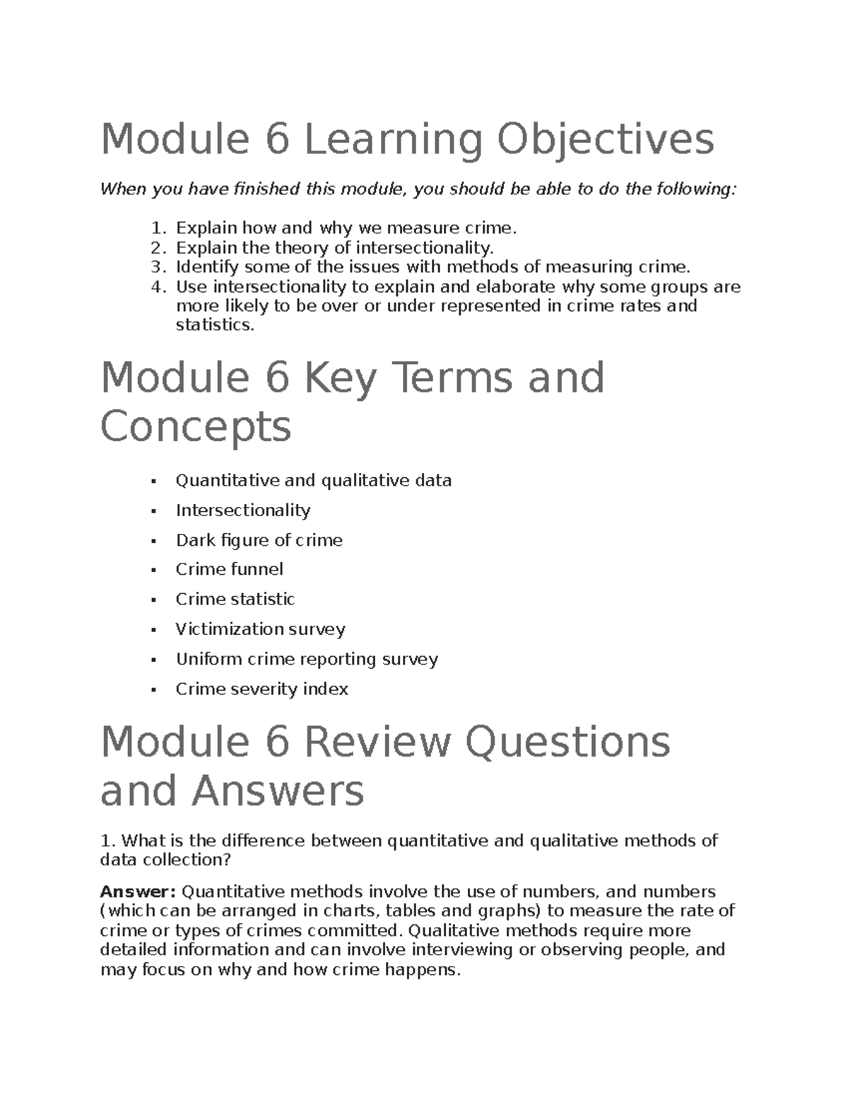 Module 6 Learning Objectives - Module 6 Learning Objectives When you ...