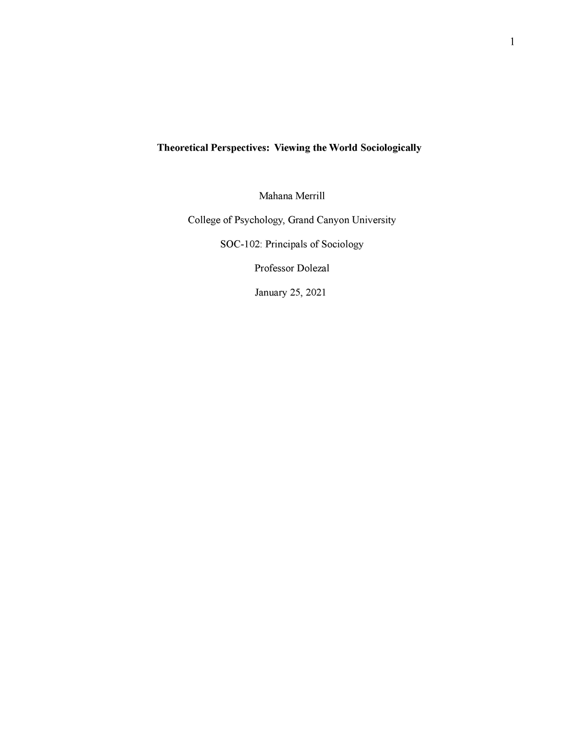 theoretical perspectives essay soc 102