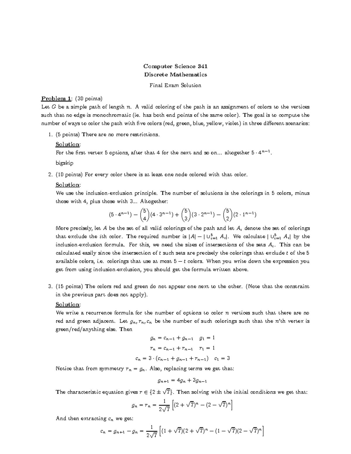 Cos 341 discrete mathematics final w solutions rob schapire 03 ...