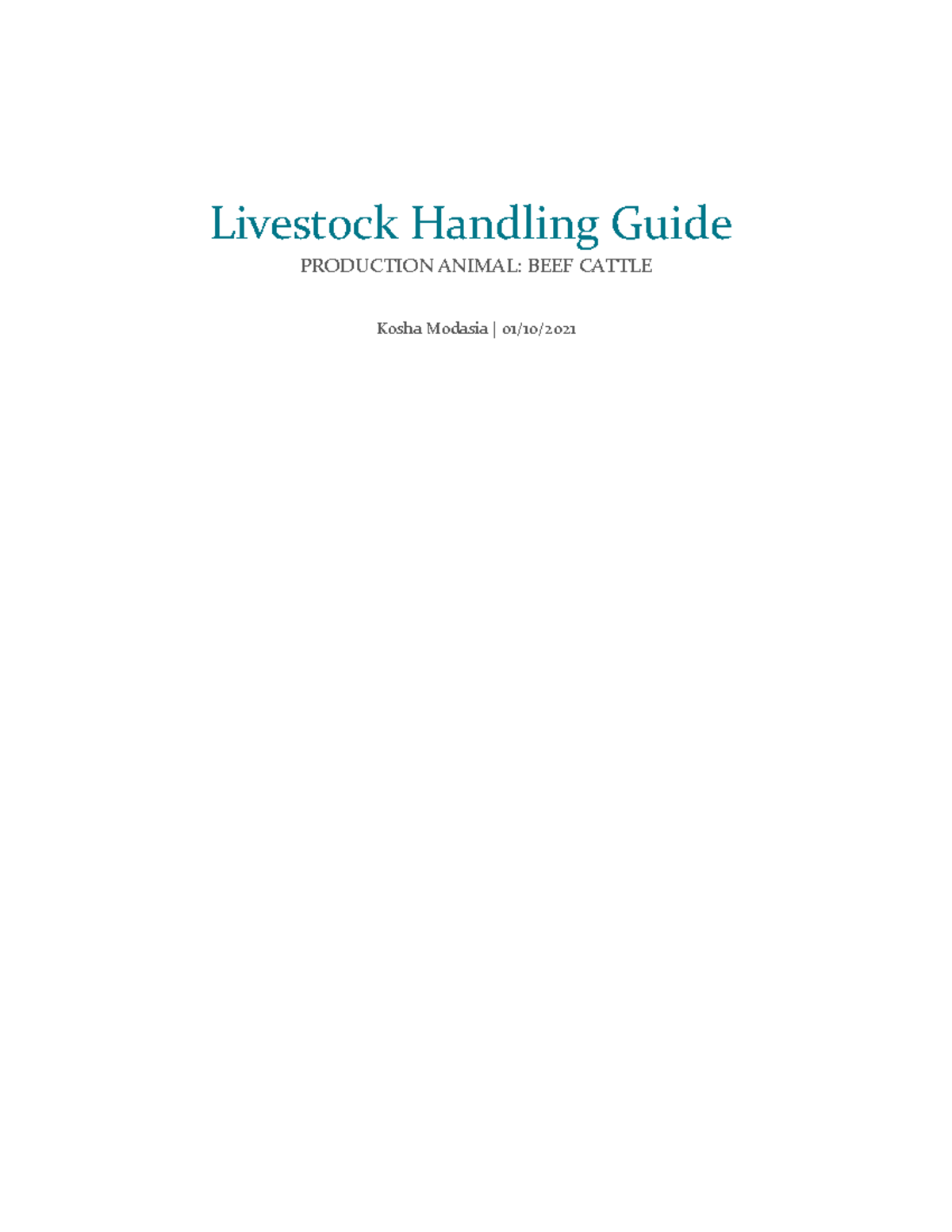 Livestock Handling Guide Report Final Livestock Handling Guide