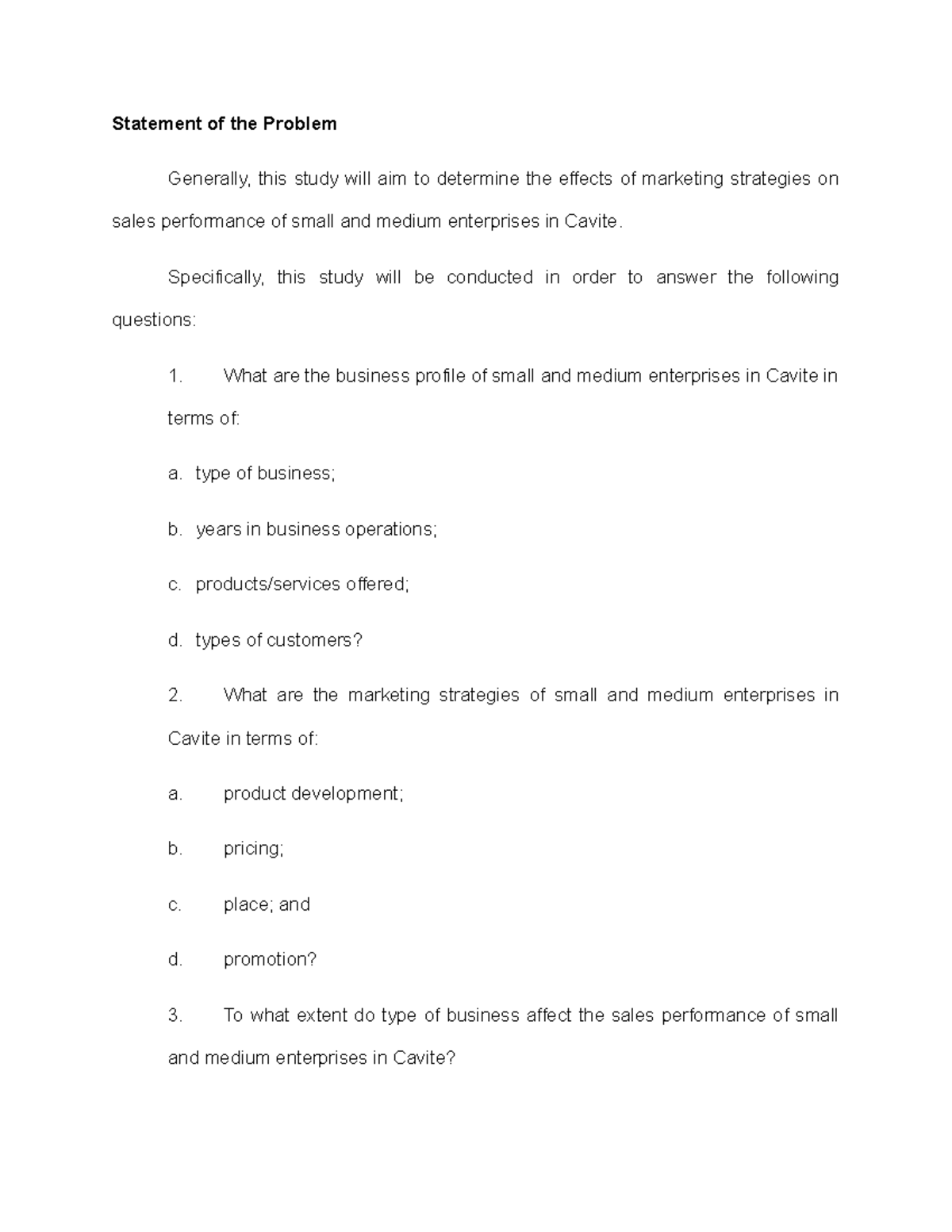 SOP- Revised 1 - output - Statement of the Problem Generally, this ...