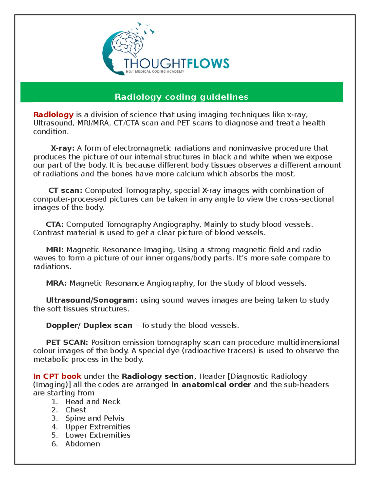 Radiology Medicalcoding icd guidlines Radiology coding guidelines