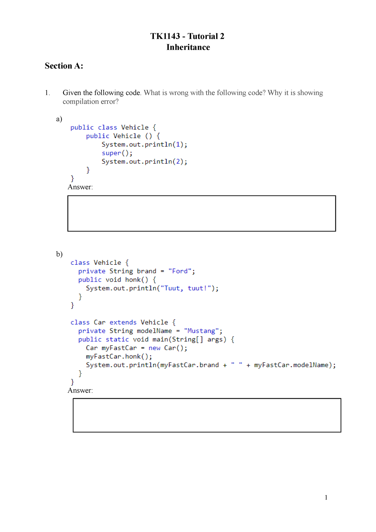 Tutorial 2 - Inheritance Student Version-converted - 1 Section A ...