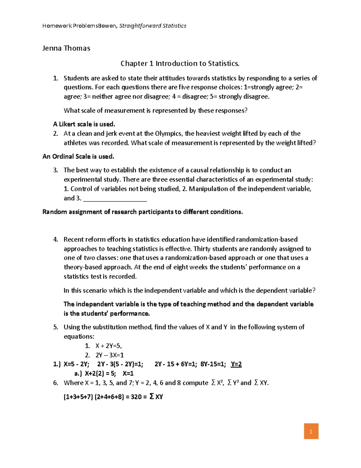 Homework Problems Chapter 1 Homework Problemsbowen Straightforward Statistics Jenna Thomas Studocu