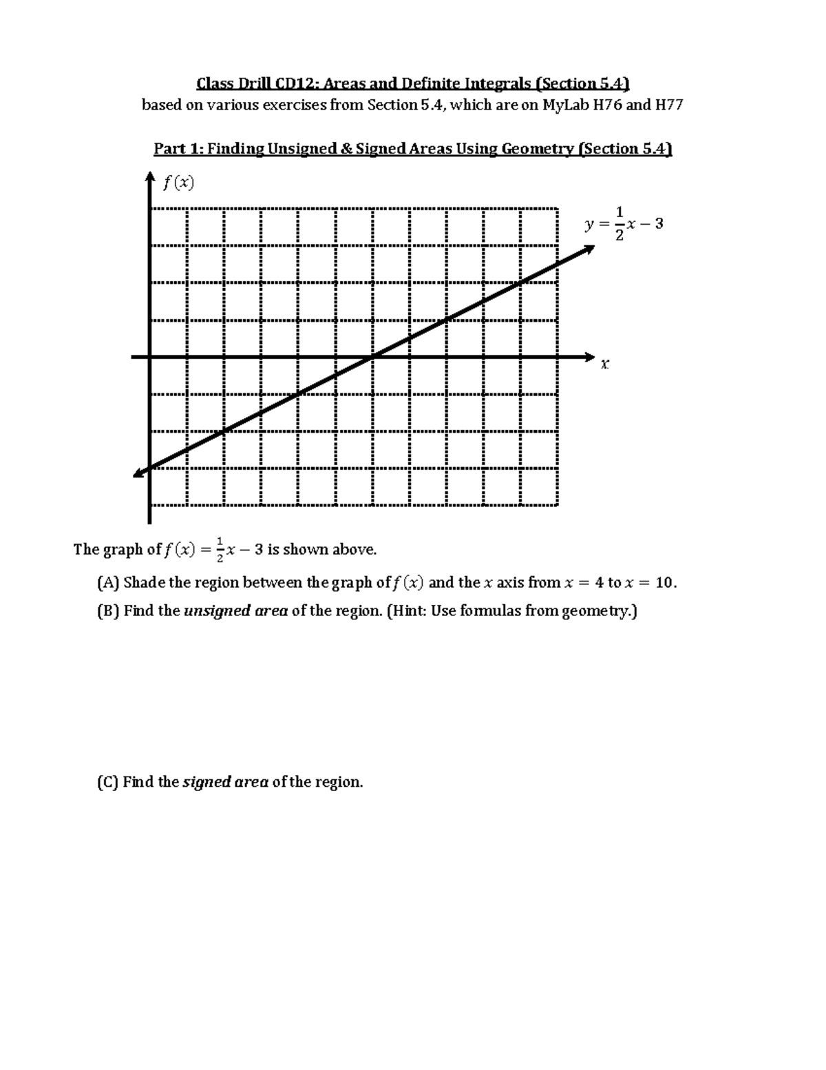 CD12 - bdbe2obde - Class Drill CD12: Areas and Definite Integrals ...
