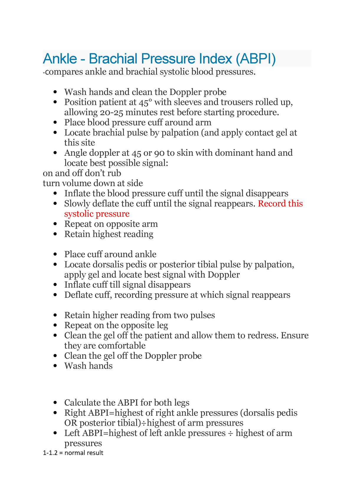 Abpi Abpi Ankle Brachial Pressure Index Abpi Compares Ankle