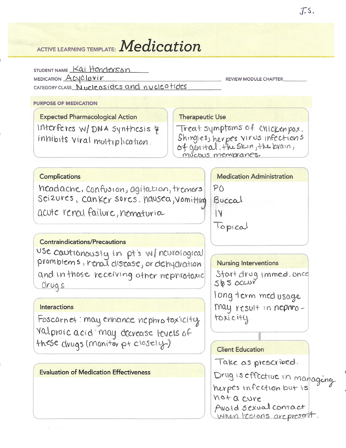 Acyclovir medication templates for active learning NUR150 StuDocu