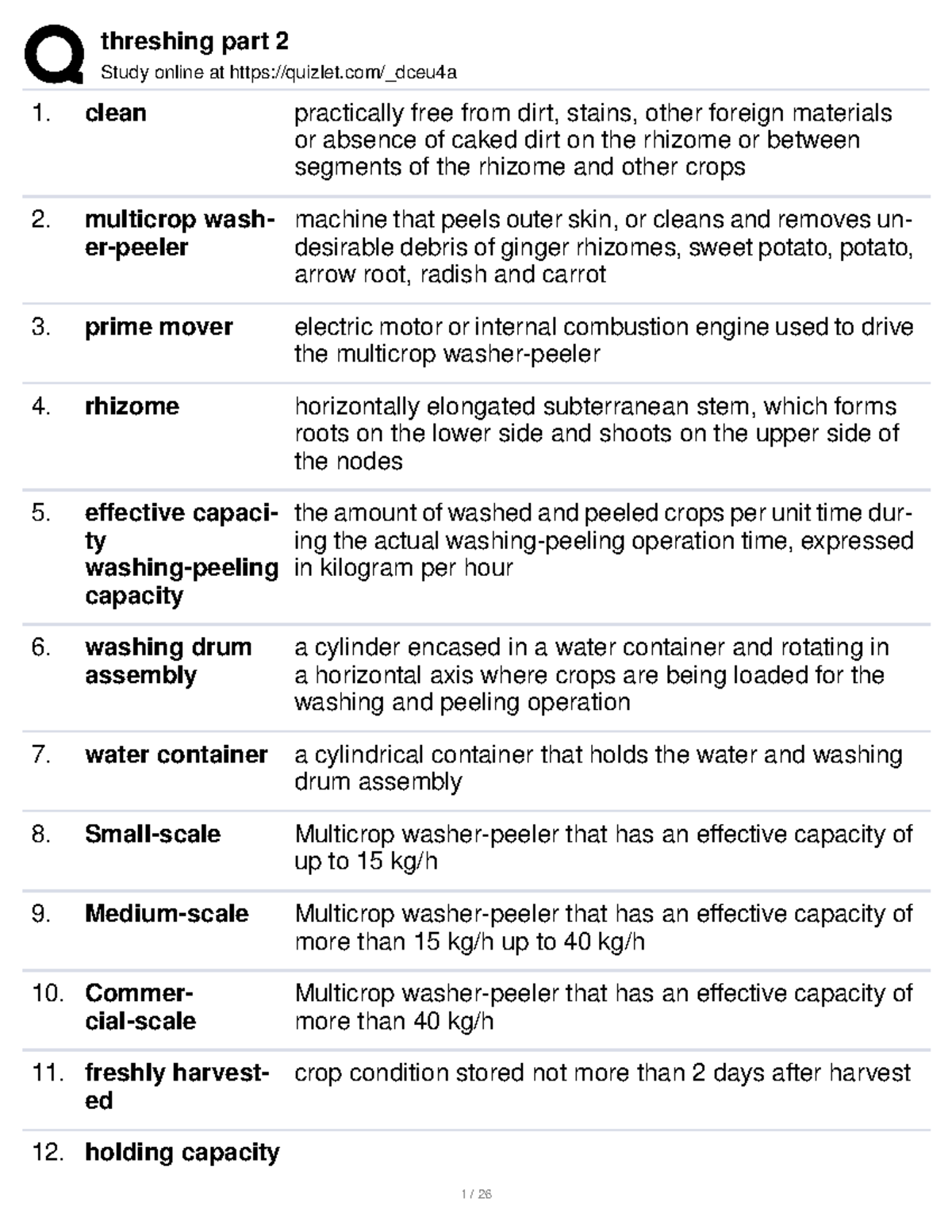 Threshing part 2 informative Study online at quizlet/_dceu4a clean