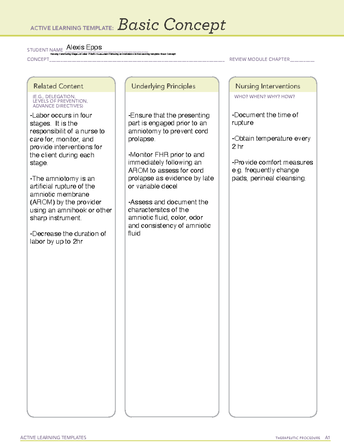 Ati Active Learning Template Basic Concept Management Of Care