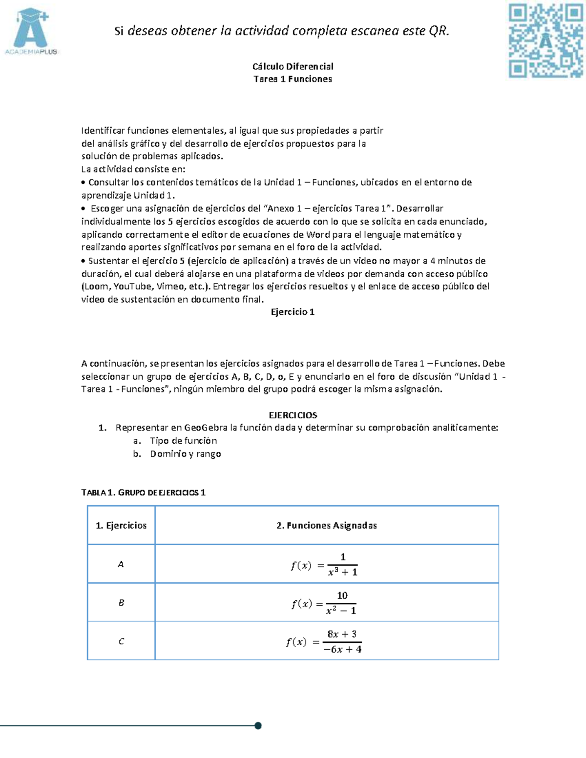 Cálculo Diferencial, Tarea 1 Funciones - Cálculo Diferencial Tarea 1 ...