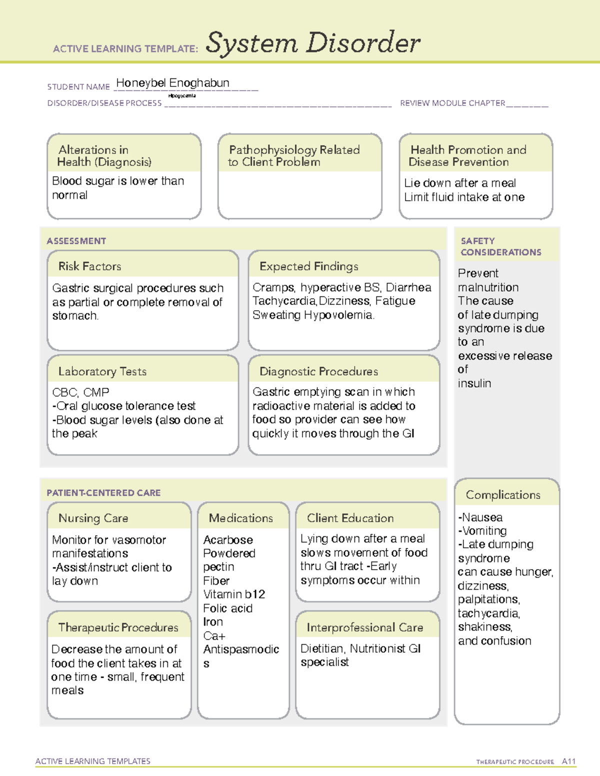 Dumping syndrome ati template ACTIVE LEARNING TEMPLATES THERAPEUTIC