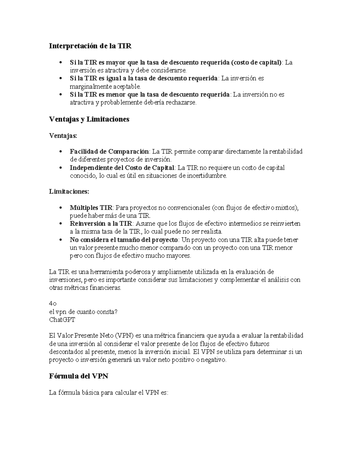 Interpretación de la TIR - Interpretación de la TIR Si la TIR es mayor ...