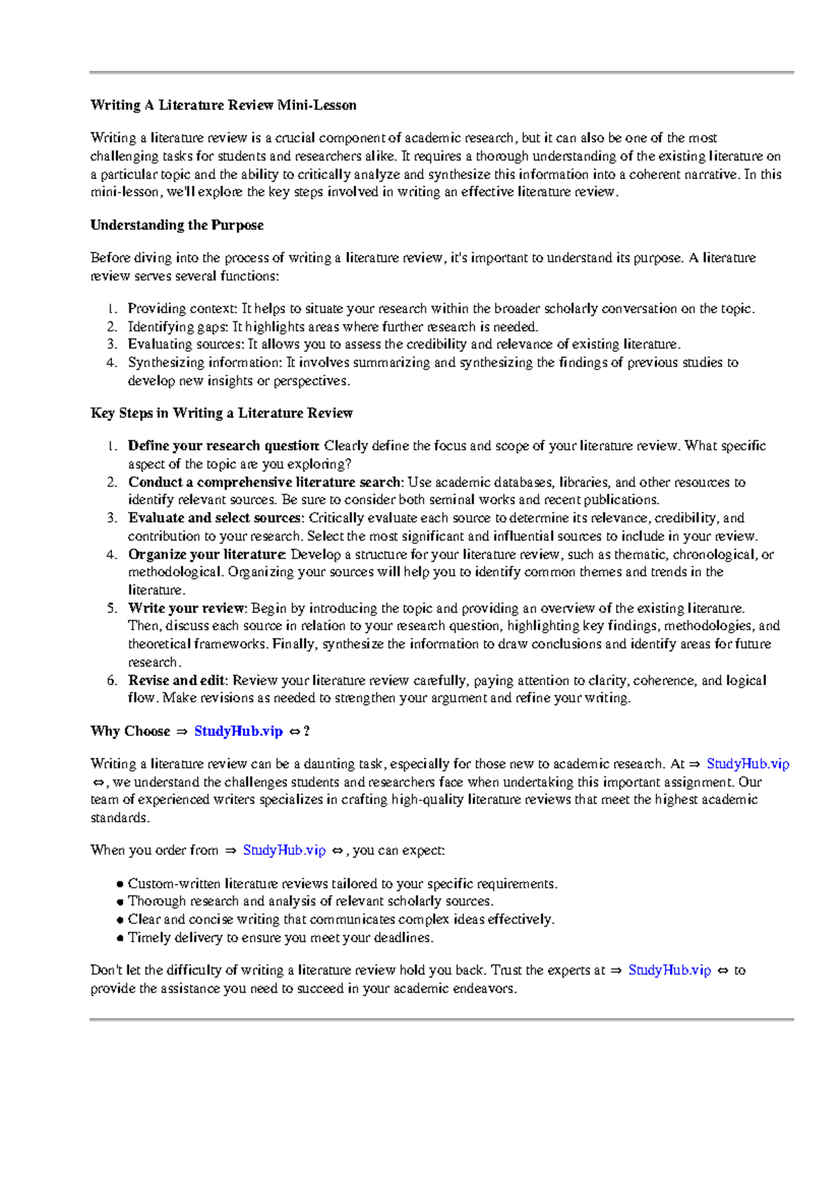 Writing A Literature Review Mini-Lesson - It requires a thorough ...