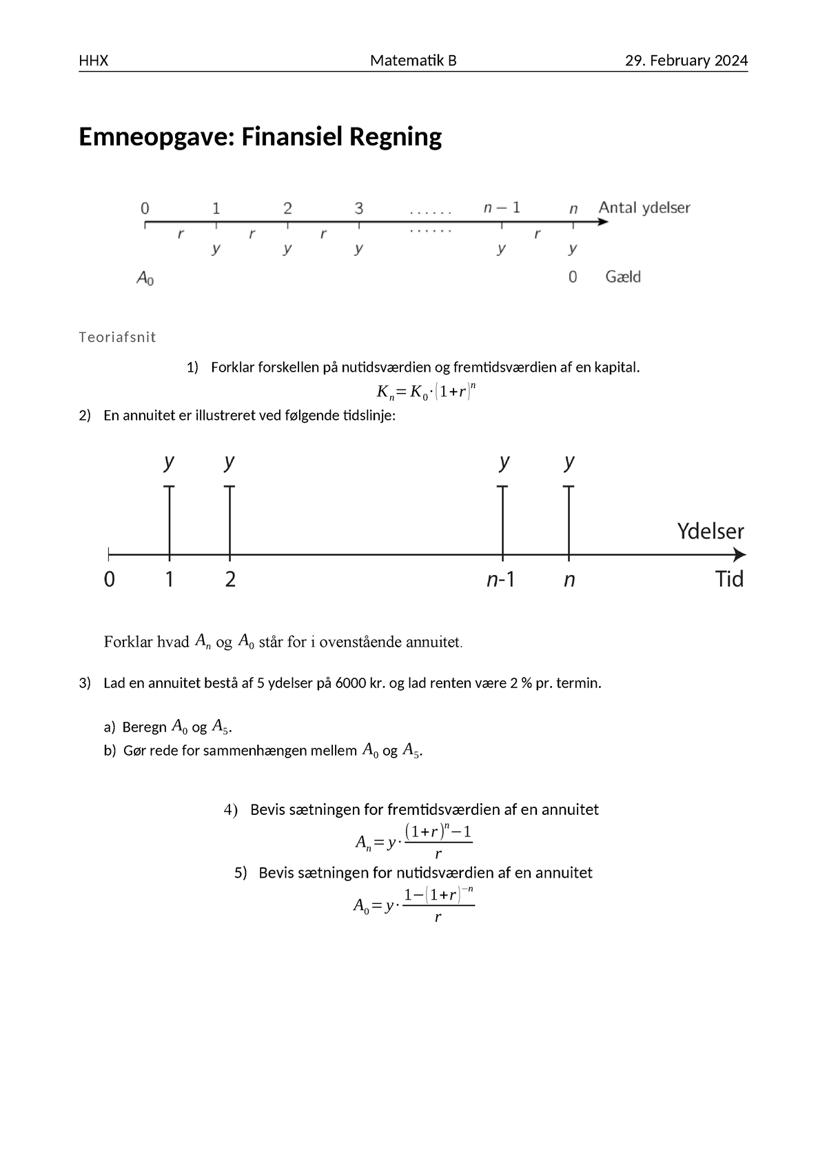 Emneopgave - Finansiel Regning - HHX Matematik B 29. February 2024 ...