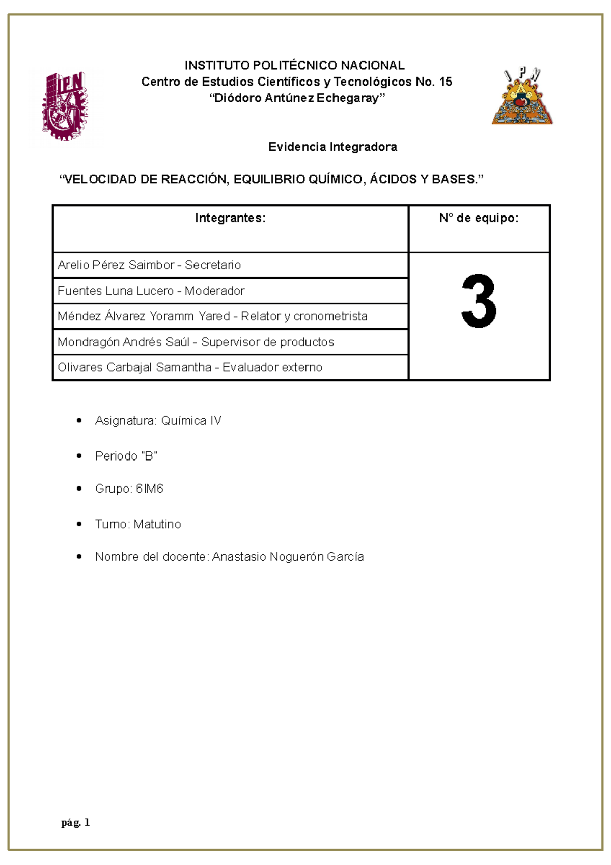 Actividad Integradora B - INSTITUTO POLITÉCNICO NACIONAL Centro De ...