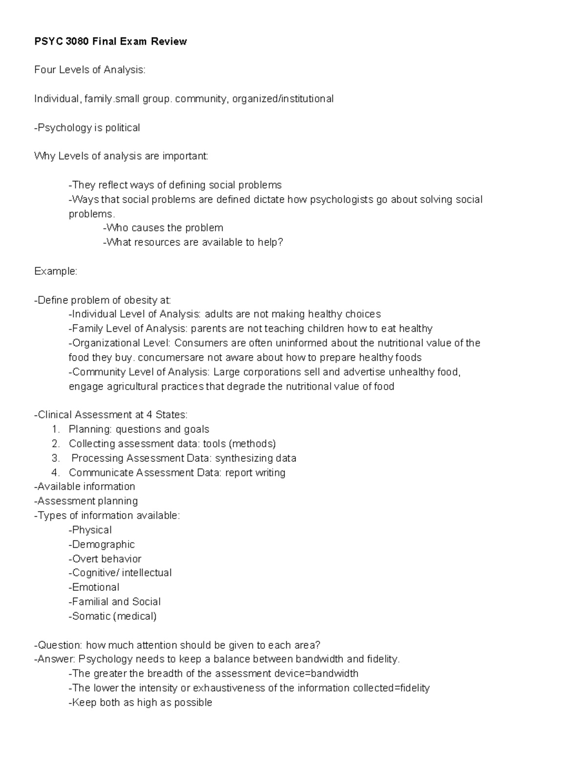 Clinical Psychological Assessment Report Sample